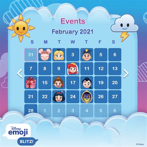 Facilier Villain Event – February 8. . Disney emoji blitz calendar
